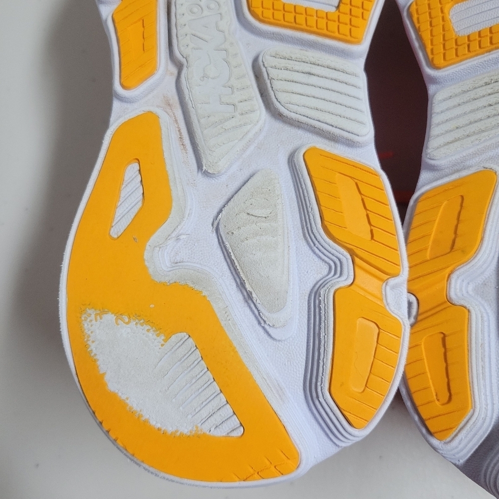 Hoka One One Women's Coral and Yellow Running Shoes - Picture 10 of 16